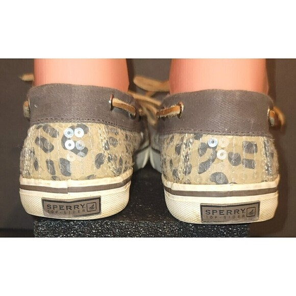 Sperry Top-Sider Shoe Bahama Boat Shoe Sequins Animal Print - Size 4 - Picture 9 of 13